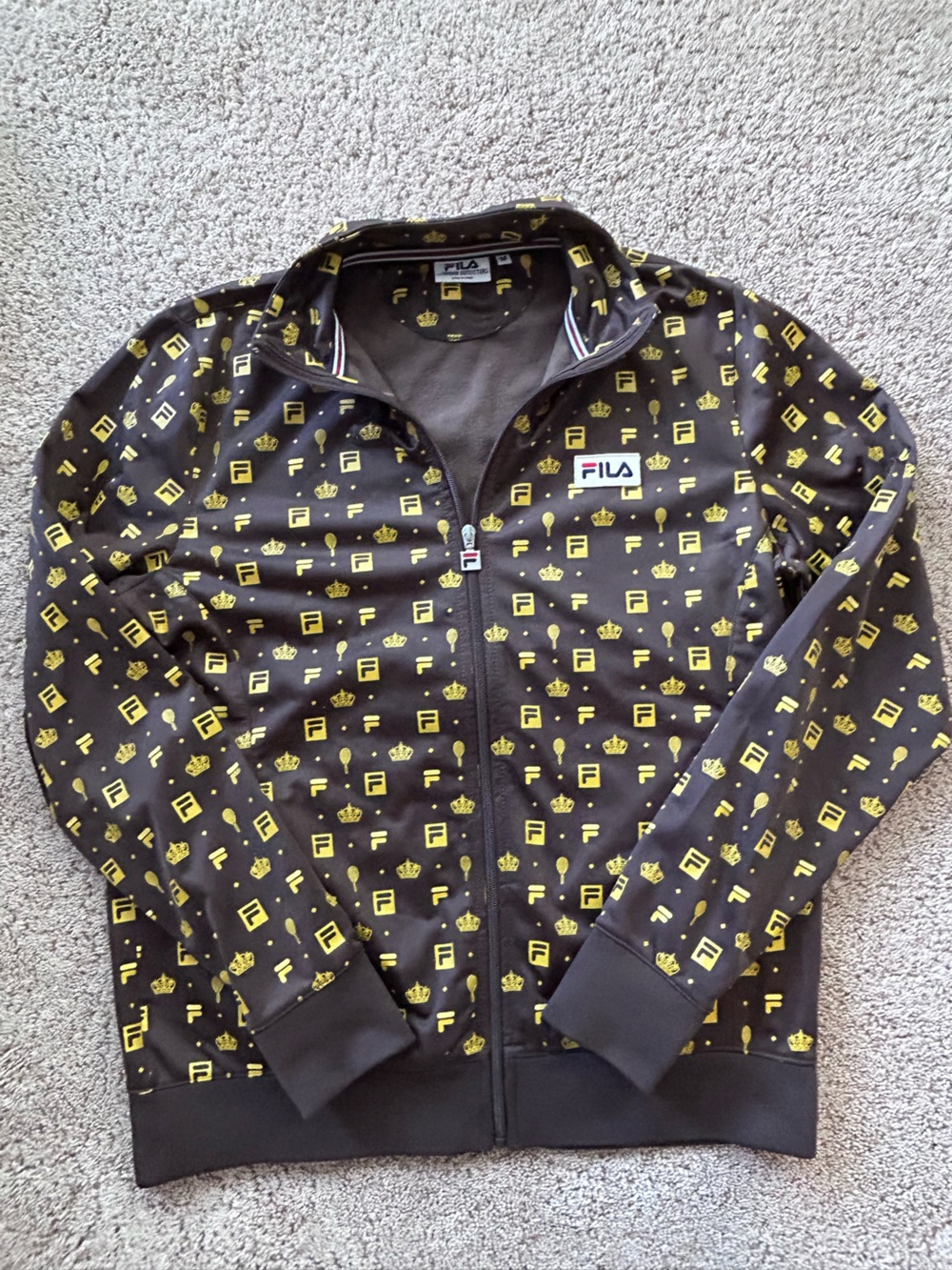Fila Men’s Black Zip-Up Sweater Jacket with Yellow Logo Print